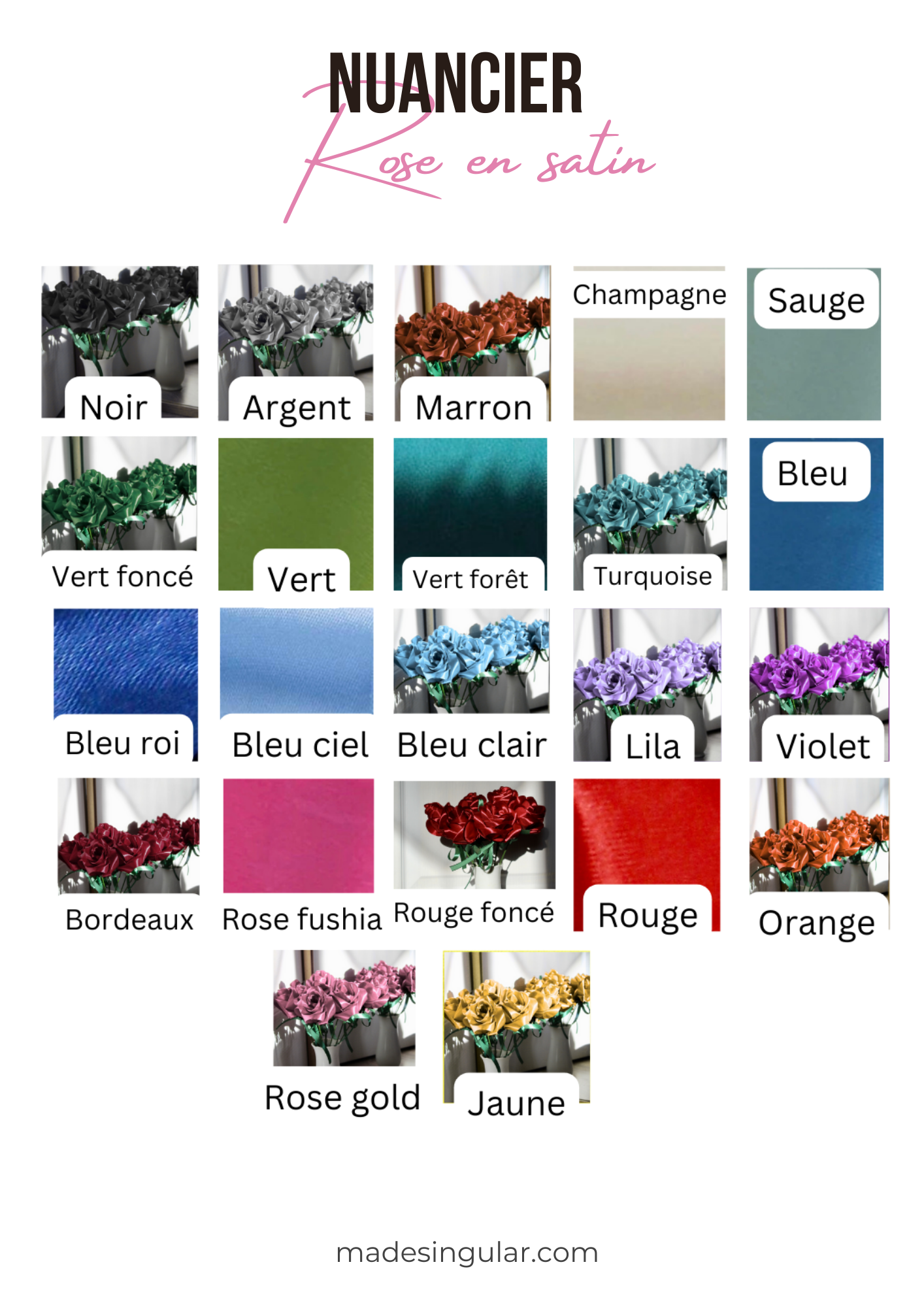 Personnalisation Rose en satin (Précommande)